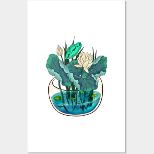 Minhwa: Lotus Terrarium D Type (Korean traditional/folk art) Posters and Art